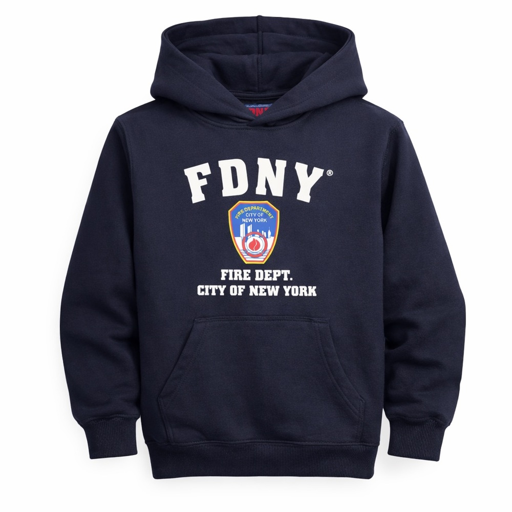FDNY Fire Dept Hoodie Youth Large 14/16 City New York Navy Blue Pullover Sweater